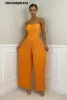 بدلة نسائي صيفية غير رسمية طويلة بذلة نسائية بلا أكمام متينة ومزينة بطيات واسعة الأرجل بدلة نسائية