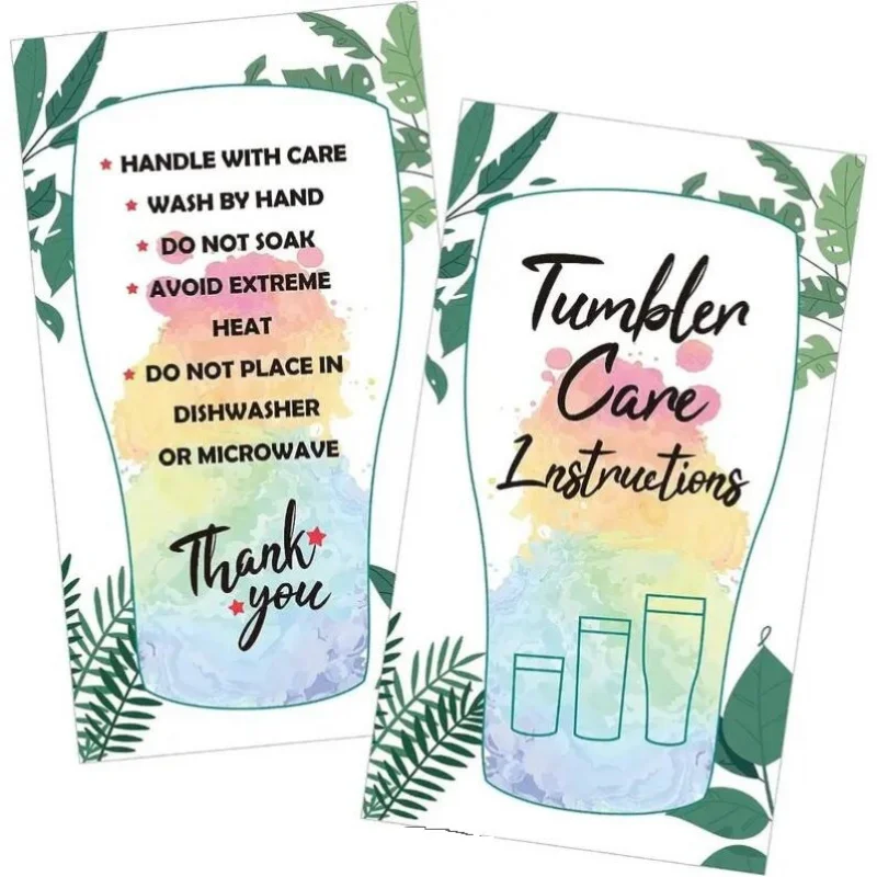 

50 Sheets/Pack Tumbler Care Instruction Glass Maintenance Instruction Card Care Paper Label Hanging