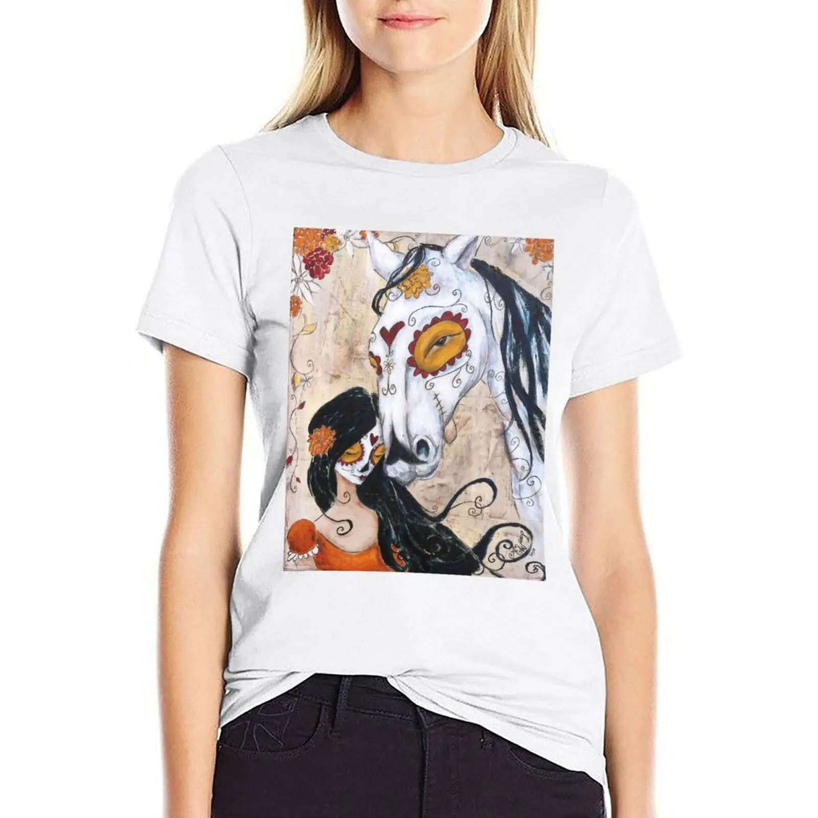 

en el valle de sombre de muerte T-shirt hippie clothes summer tops western t-shirt dress for Women