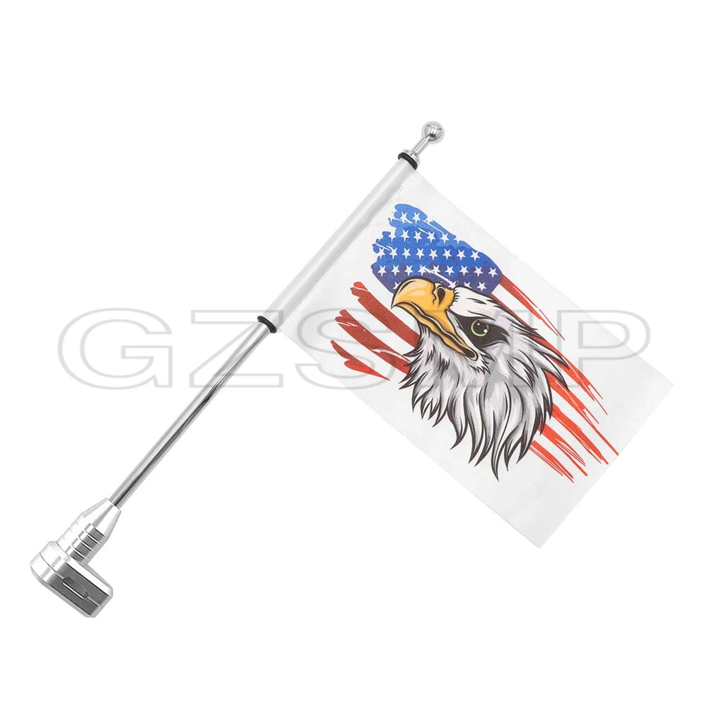 fit For Honda Goldwing GL1800 2001-2011 GL1500 GL1200 Motorcycle Aluminum Rear Mount Luggage Vertical Flag Pole Skull Flag