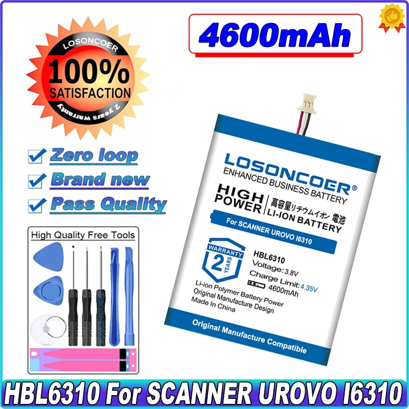 

LOSONCOER HBL6310 4600mAh Battery For SCANNER UROVO i6310 Battery +Free tools
