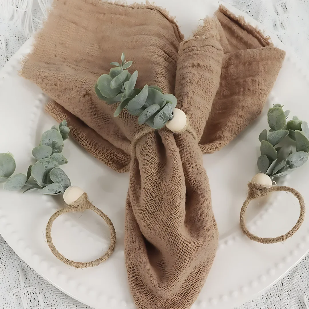 Eucalyptus Leaves Napkin Rings for Wedding Banquet Table Setting