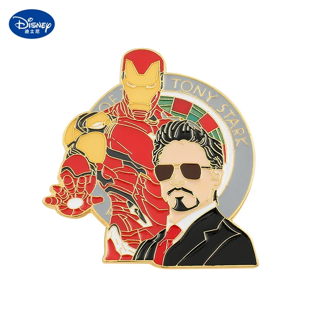 Cute Marvel Pin For Backpack The Avengers Iron Man Tony Stark Cartoon  Figure Enamel Pin Luminous Badge Button Legends Jewelry - Brooches -  AliExpress