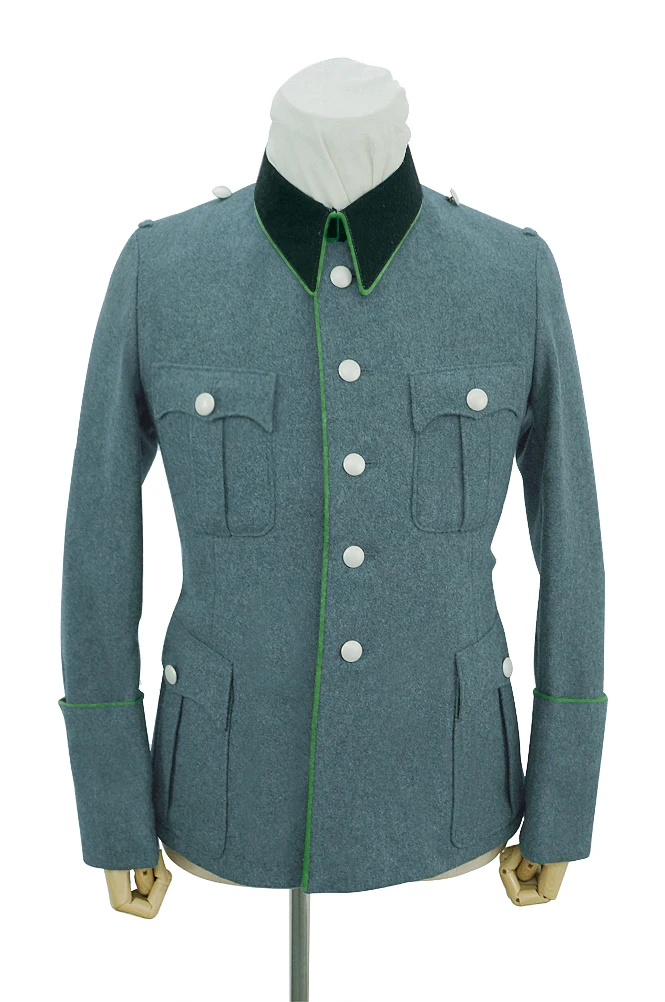 

GUWI-B025-OFF Police Officer Wool Modified Tunic Jacket With Deep Green Collar 5 Buttons