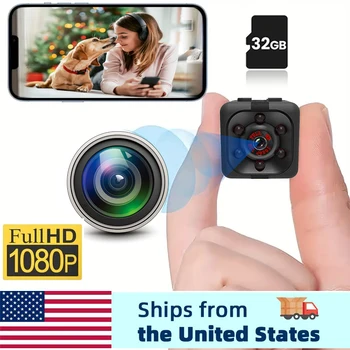 Mini Portable Camera With Video 1080P Full HD Security Camera Indoor/outdoor Surveillance Camera, Compact Mini Camera - 32G CARD 1