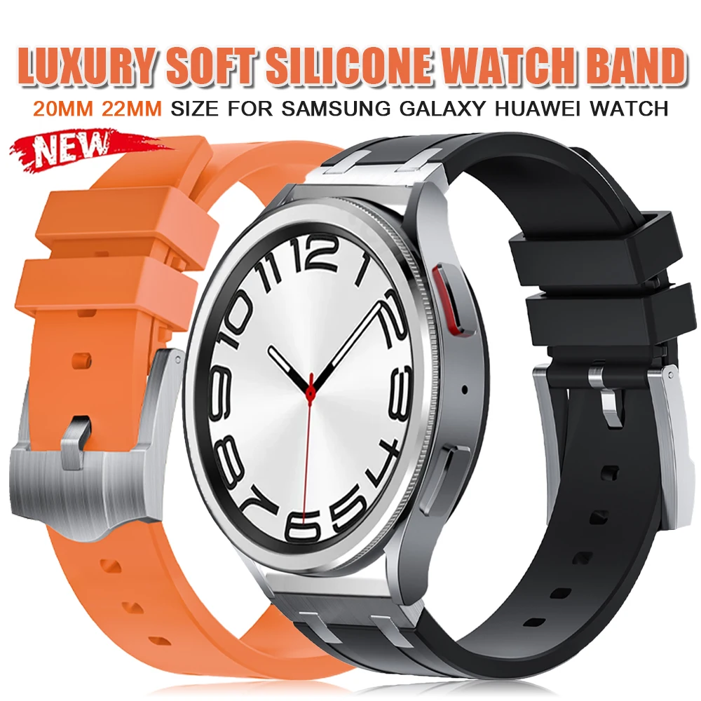 

Ремешок силиконовый для Samsung Galaxy Watch 6Classic, резиновый браслет для Huawei Watch 4Pro GT3 46 мм, 43 47 мм 40 44 мм 5Pro 45 мм, 20 мм 22 мм