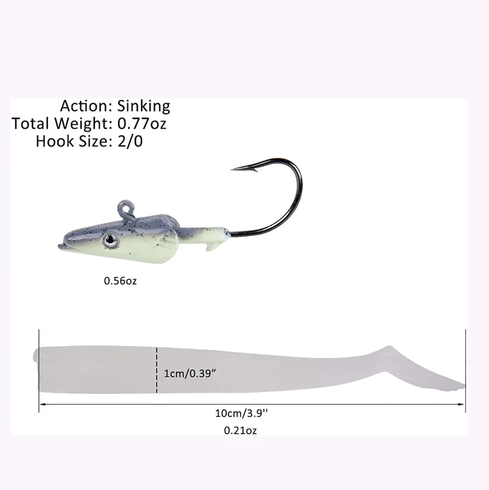 Lot De 6 Leurres Souples Pré-riggés - Tête Plombée 8 Cm - Pour Truite, Perche, Black-bass
