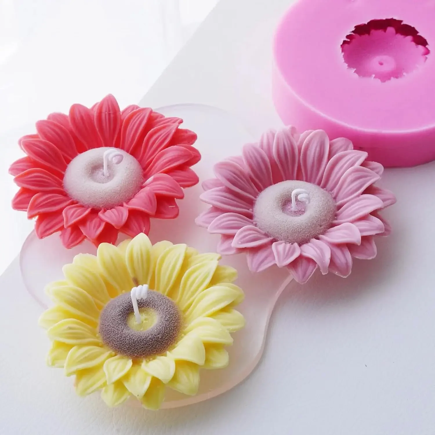 Sunflower Candle Molds Peony Rose Flower Silicone Mould for Polymer Clay Diy Resin Cake Soap Craft Fondant Making Supplies Tools