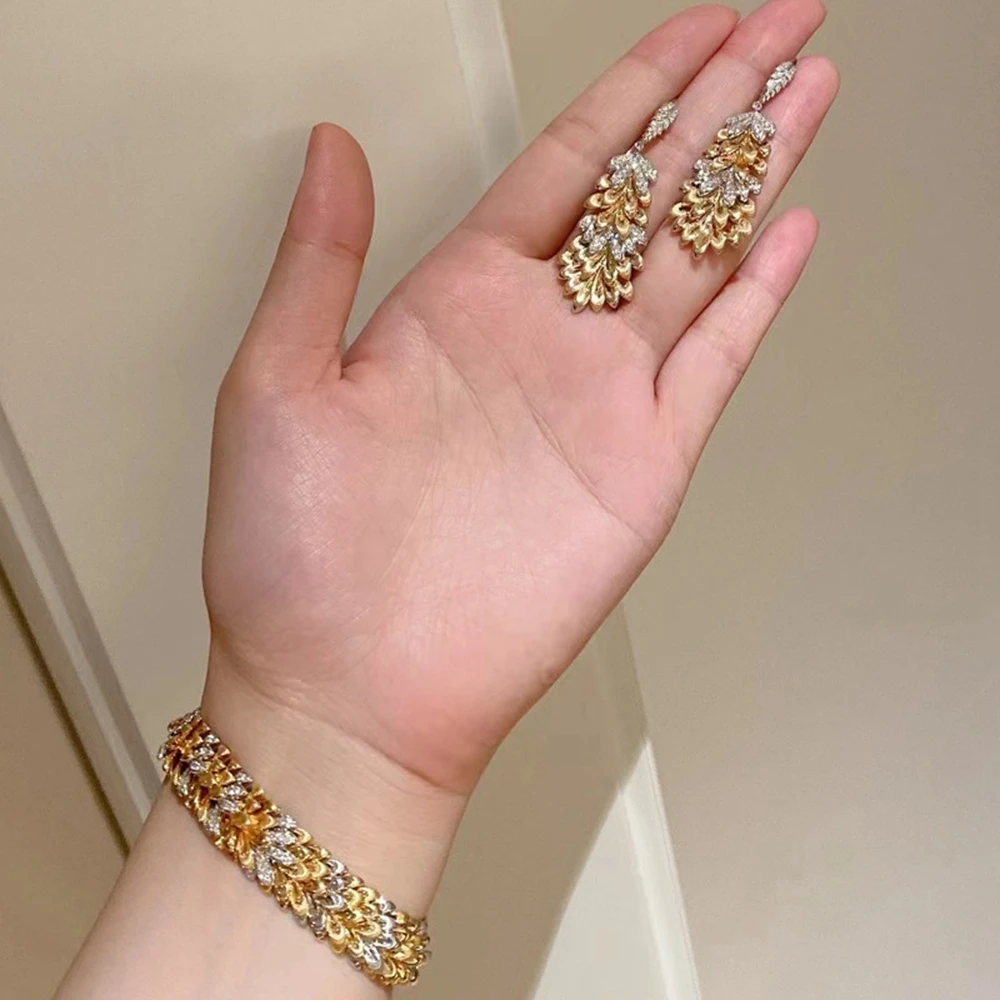 Orecchini Borchie In Argento 925 Con Diamanti Simulati - Oro Giallo E Rosa - 2 Ct, Vintage - Foto 5