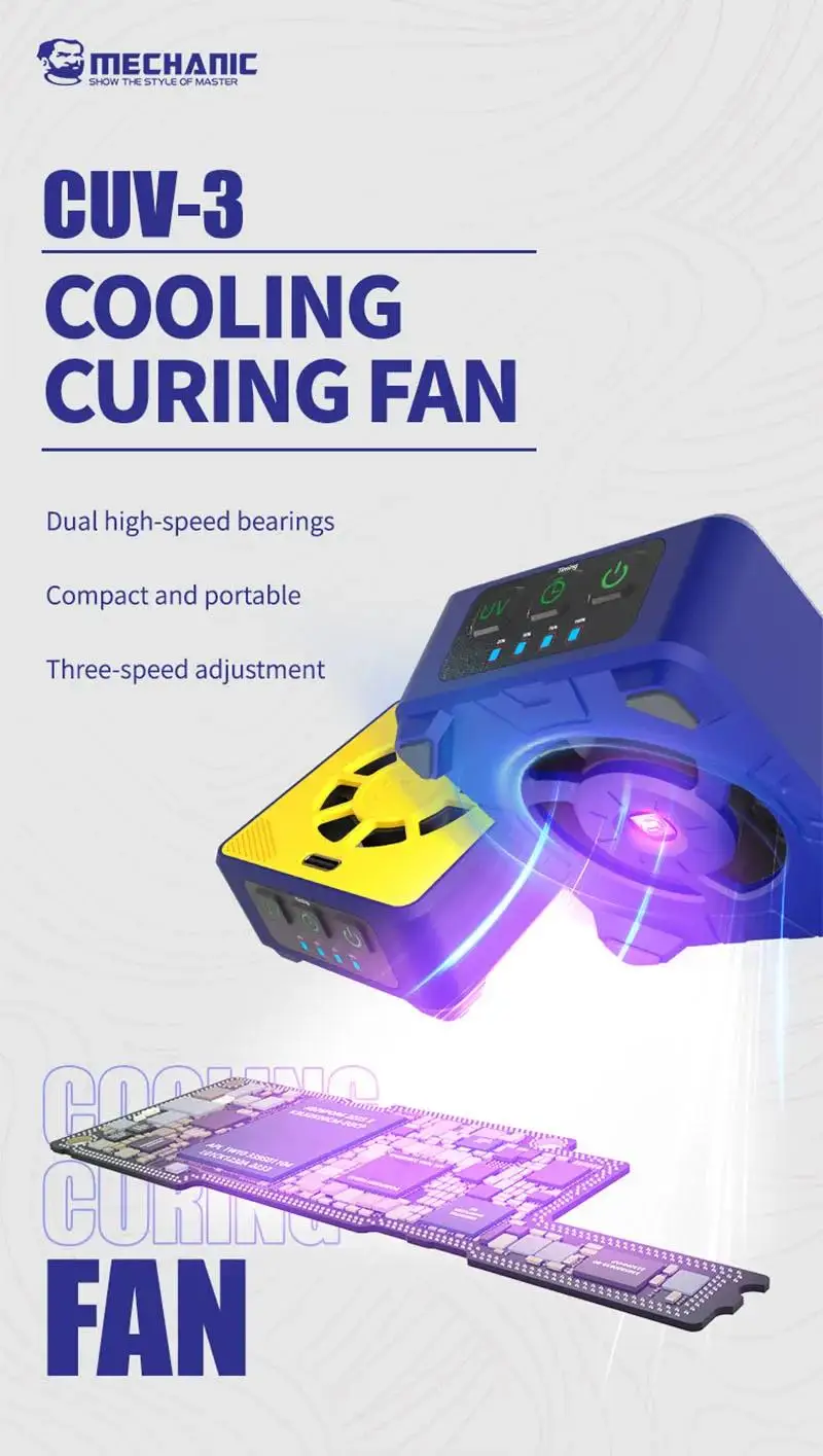 MECHANIC CUV-3 Cooling Curing Fan 3S cooling for Motherboard Fast Heat Dissipati