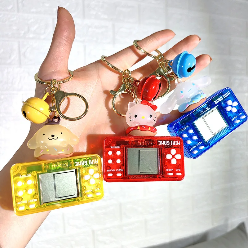 

Sanrio Game Machine Kawaii Hello Kitty Cinnamoroll Kuromi Cartoon Key Chain There Are 10 Mini-Games Children Decompression Toy