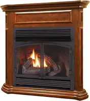 Dual Fuel Ventless Gas Fireplace with Mantel - 32000 BTU Remote Control Apple Spice Finish - Model# DFS-400R-4AS 1