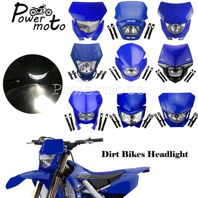 

Blue Motocross Headlight Off-Road Dirt Bike Headlamp Light Front Number For Yamaha XT WR TTR WRF 125 230 250 250F 426 450 450F