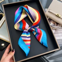 Luxury Square Silk Scarf for Women Hijab Hair Bands Neckerchief Female Satin Shawl Ribbon Headband Fashion Bandana 2024 New 2