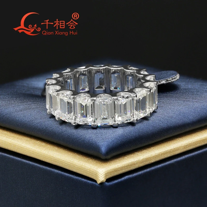 4*6mm 2*4mm emerald cut white moissanite eternity band  ring  925 Sterling Silver Rings Jewelry Rings Engagement Ladies men 1 5 3mm baguette white moissanite eternity band ring 925 sterling silver rings jewelry rings engagement ladies men