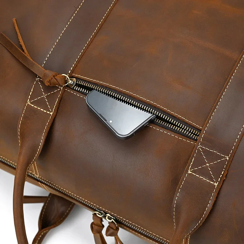 Brown Leather Duffle Bag For Men