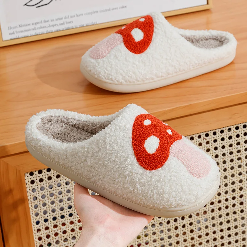 Cute Mushroom Women Fashion Slippers Winter Home Warm Bedroom Non-slip Comfort Exquisite Flat Cotton Shoes Girls Gift Student 6