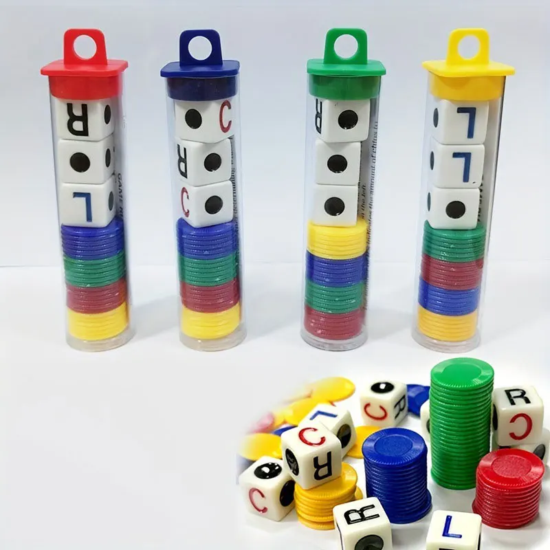 Game Dice Dice Set 1pc Left Center Right Family Game Set LCR with Chips Cylinder Version