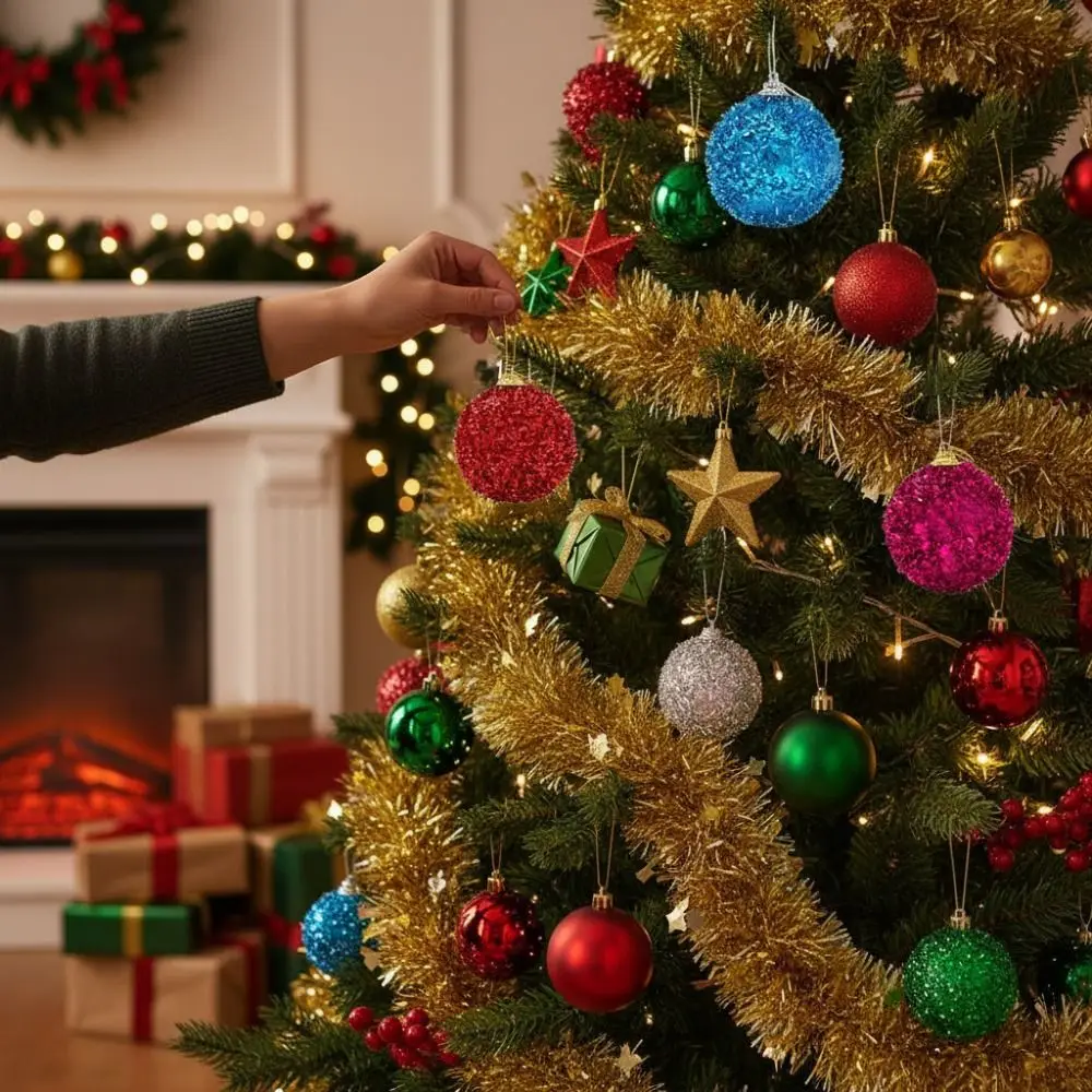 6Pcs/Set Creative Christmas Decoration Pendant Shiny Solid Color Christmas Tree Decoration 6cm Elegant Hanging Ball Ornament