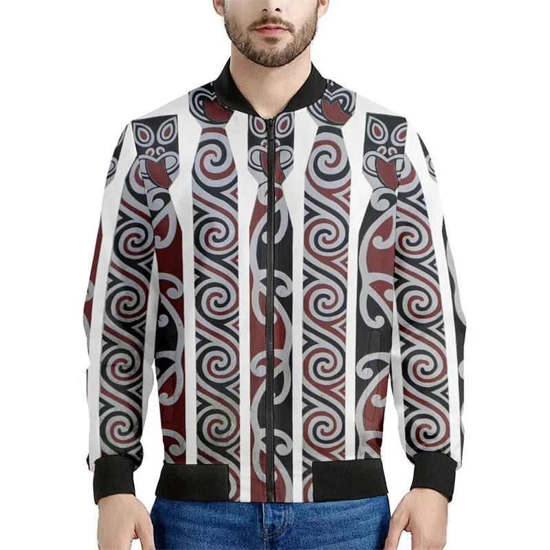 thumbnail image 1 of Chaqueta con cremallera maorí en blanco y negro para hombres y niños, sudadera de gran tamaño con estampado 3D, chaquetas bomber de manga larga para primavera y otoño, 1 of 4