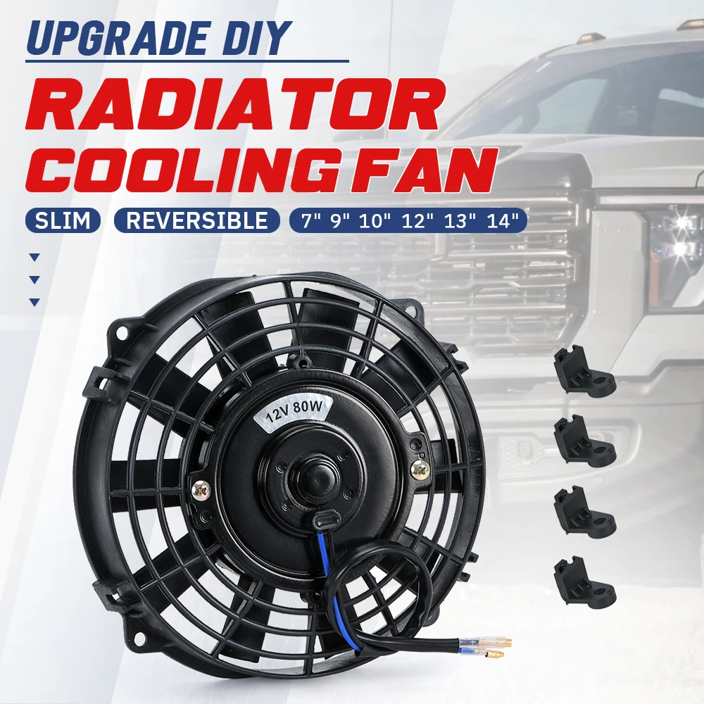 Electric Fan Car Fan Universal 9" 10" 12" 14" Motor Engine Radiator Oil Cooler Cooling Pull Push Fan 12V 80W