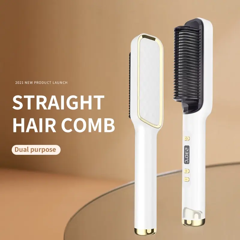 Hair Straightener Men Beard Comb Tourmaline Ceramic Hair Curler Brush Comb Straighteners Curling Iron Brush hair straightener hair straightener brush hair straightener comb