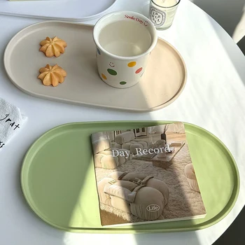 Vassoio ovale impilabile Vassoi portaoggetti in stile nordico Dim Sum Vassoio da dessert per frutta Portaoggetti per gioielli Piatto da tavola Accessori da cucina 1