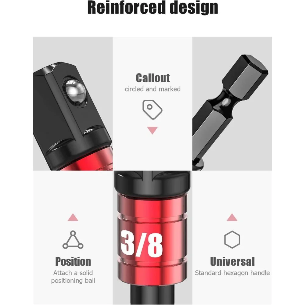 Impact Grade Right Angle Socket Adapter Extension Set
