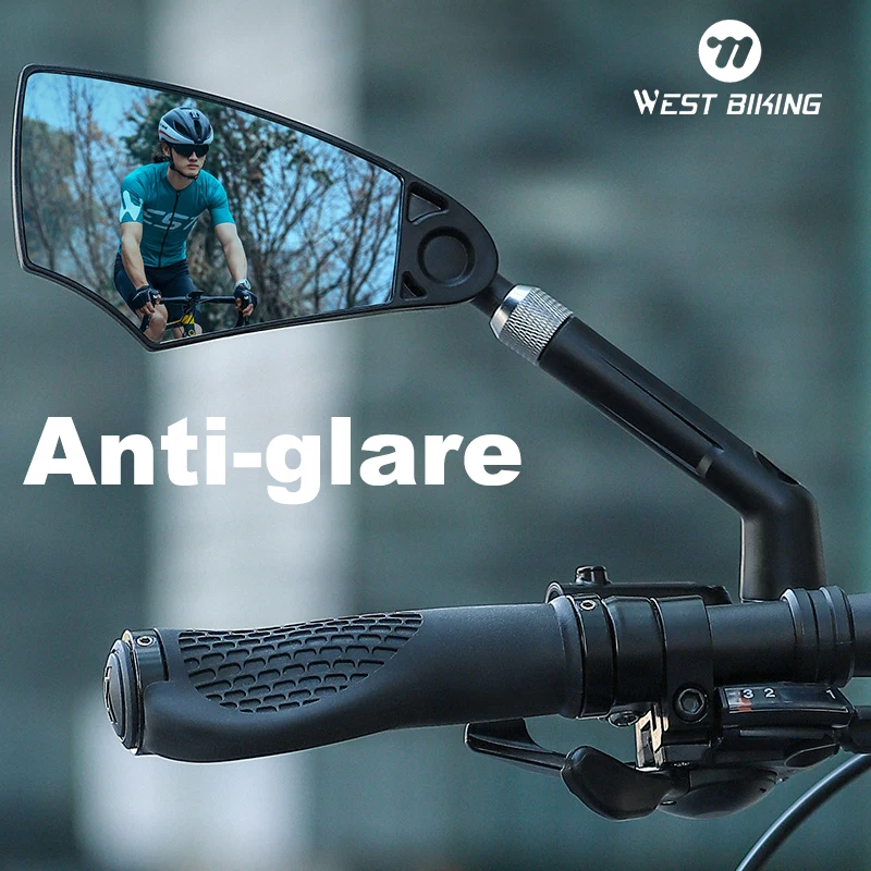 WEST BIKING Specchietto retrovisore per bicicletta antiriflesso telescopico 360 ° Specchietto retrovisore manubrio regolabile Parti scooter MTB E-Bike