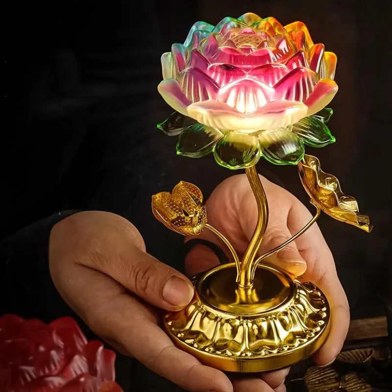 1pc Home Simulated Candle Holder Ornament Lotus Simulation Candle Holder Buddha Hall Decoration Pray for Auspiciousness