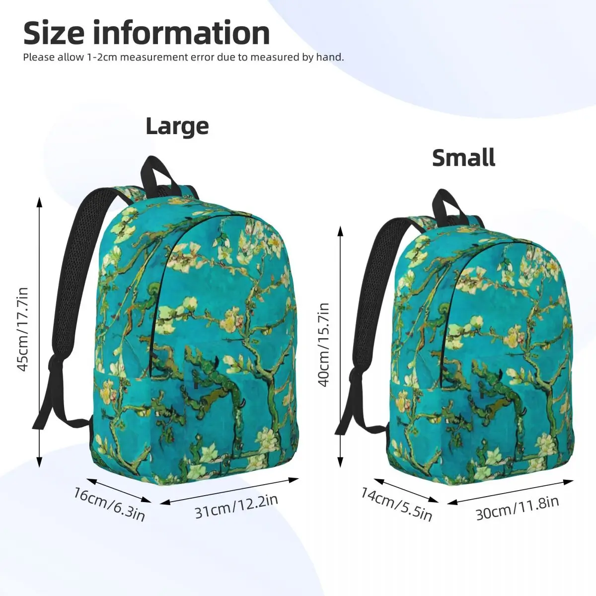 Van Gogh Mochilas De Lona Amendoeira Arte Floral Soft Unique