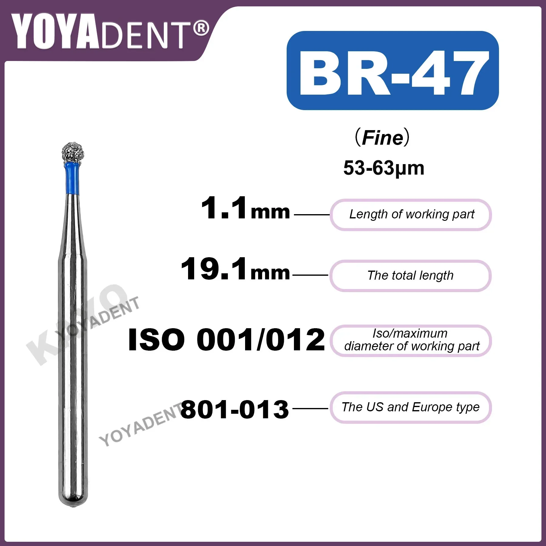 Frese Dentali Tipo BR Frese Diamantate Fragole Per Odontoiatria Per Manipolo Ad Alta Velocà Laboratorio Odontotecnico Lucidatura FG Dia.1.6mm 10 Pz/pacco - Foto 3