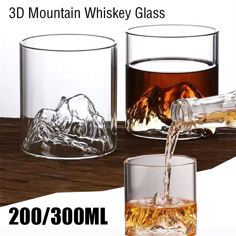 Coffee Glass Cup 200/300/350ML 3D Mountain Whiskey Glass Transparent Multipurpose Beer Tea Cup Home 3D Landscape Cup Bar Party