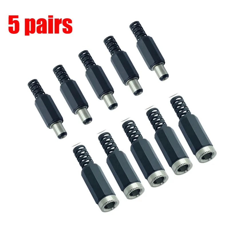 Conector de corriente continua de alta calidad, Conector macho y hembra de 2,1x5,5mm, 5,5x2,1, 10 piezas, 5 pares