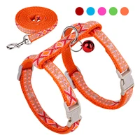 Nylon Cat Harness Vest Leash Lead For Kitten Puppy Adjustable Small Medium Cats Dog Harness With Bell Accessories Leash Set 1