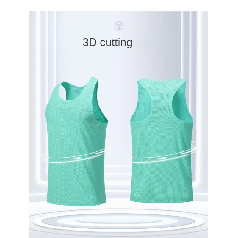 Quick-Dry Training Marathon Men Fitness Sleeveless Shirt Male Mesh Breathable Fitness Sports Vest Undershirt Gyms Running Vests 6