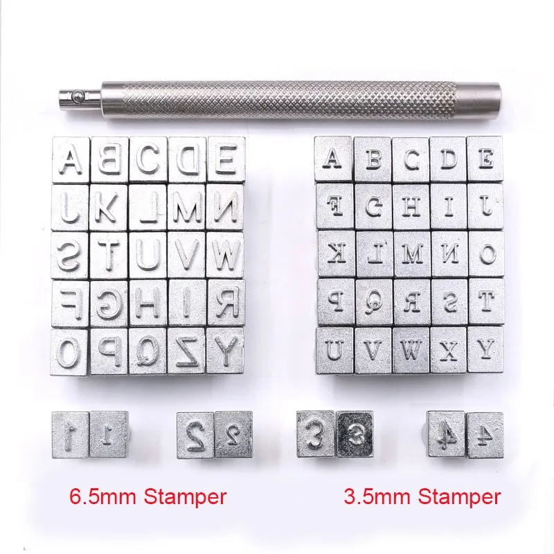 Leather Stamping Tools 36Pcs Steel Alphabet Letter Number Stamp Punch Set 3.5mm/6.5mm for DIY Leather Craft