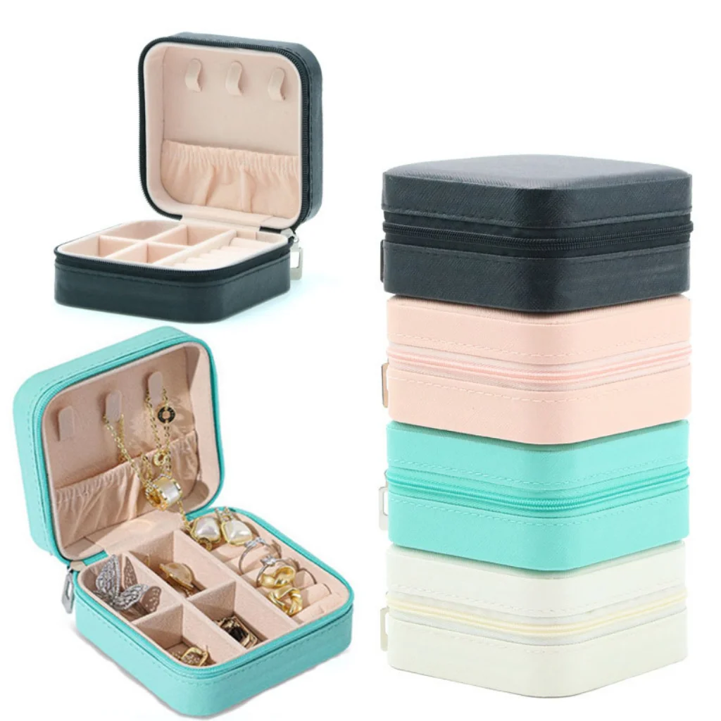 Jewelry Organizer With Mirror Display Travel Jewelry Case Boxes Portable  Locket Necklace Box Leather Storage Earring Ring Holder - AliExpress