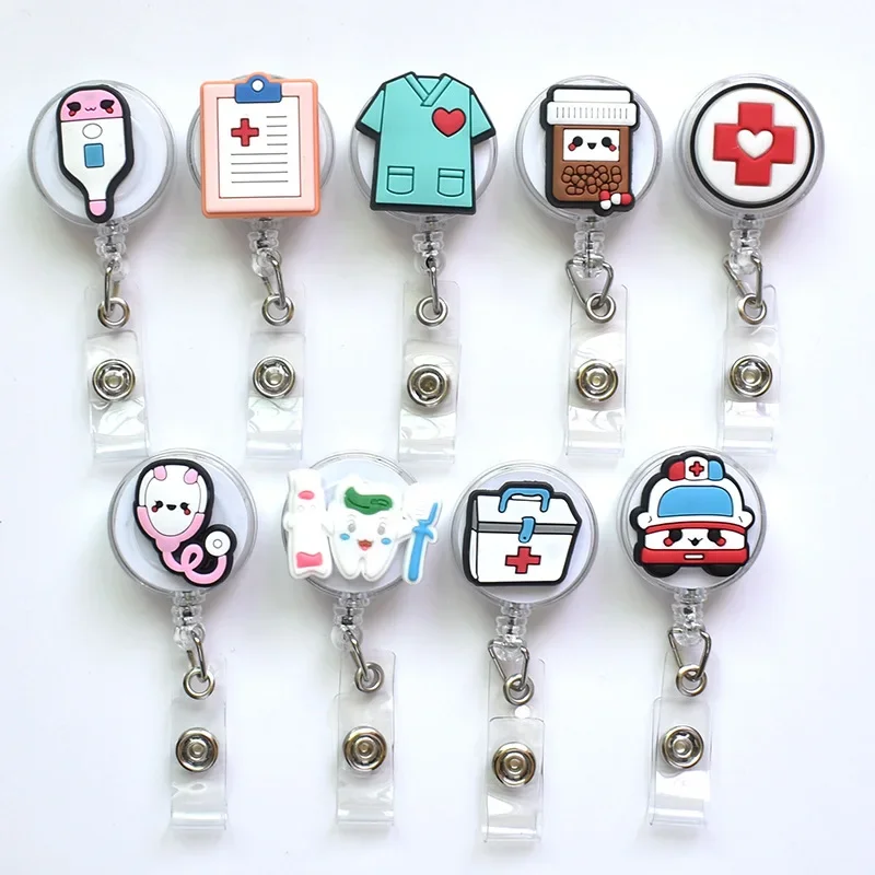 

1Pcs Work Card Clip Retractable Badge Reel Medical Worker Doctor Nurse ID Name Card Holder Display Staff Card Badge Accessories