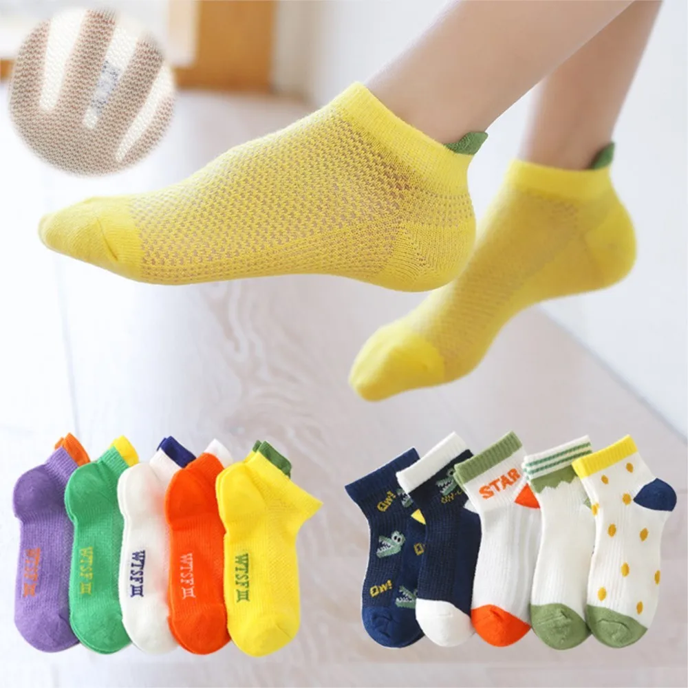 Spring and summer new children's socks 0-12 years old silk mesh socks boy cotton girl baby thin socks.