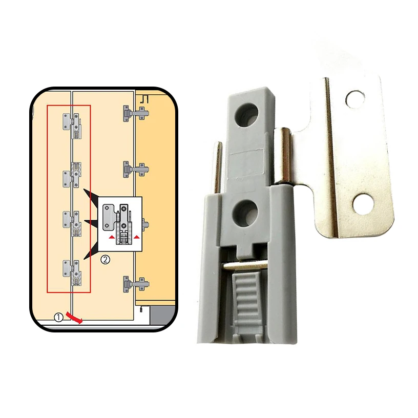 4PCS ตู้พับประตูตู้เสื้อผ้าในตัวบานพับหีบเพลงพับตู้เสื้อผ้าประตูตู้เสื้อผ้าระบบติดตามบานพับพลาสติก 1