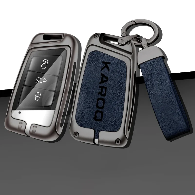 

Zinc Alloy Car Remote Key Case Cover for Skoda Karoq Fine Protective Keychain Keyless with Metal Buckle Interior Accessories