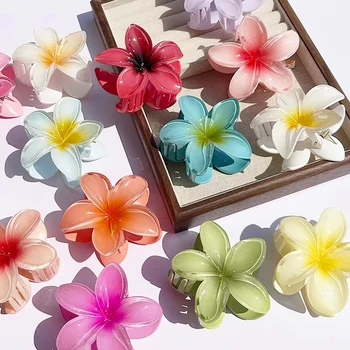 1/2/3 Pcs Hawaiian Gradient Flower Hair Claw Clip Women Fashion Large Hair Clip Girls Hairpin Barrettes Bohemia Hair Accessories 1
