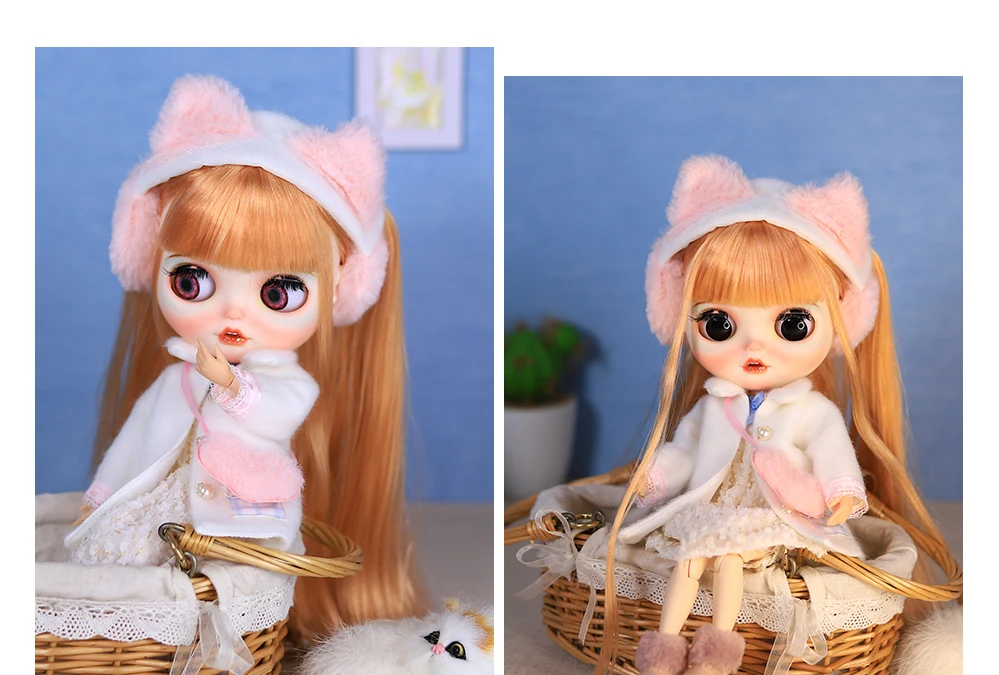 Neo Blythe Doll Dress with Coat, Kitty Headdress & Bag 2