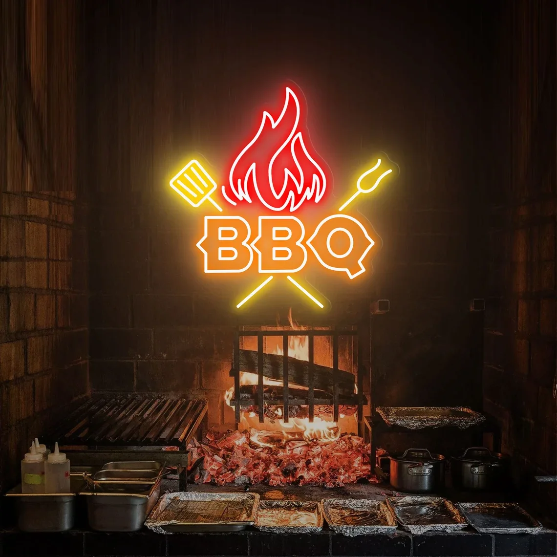 BBQ Neon Signs Barbecue Beer Bar Club Wall Decor Hanging Wedding Sign Birthday Gift Bedroom Game Room Neon