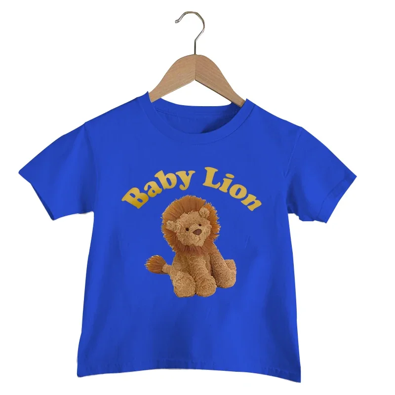 

Baby Lion Print Kids T-shirts Cartoon Lion Y2k Girls Clothes Funny Animal Summer Tops Streetwear Boys Kawaii Short Sleeve Tshirt