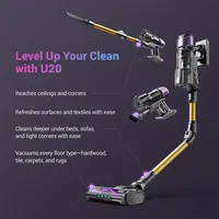 Aspirateur balai sans fil Ultenic U20, aspiration 55,000 Pa, poubelle 1,5 L, filtration en 7 étapes, autonomie de 60 minutes, baguette pliable de 65 cm 6