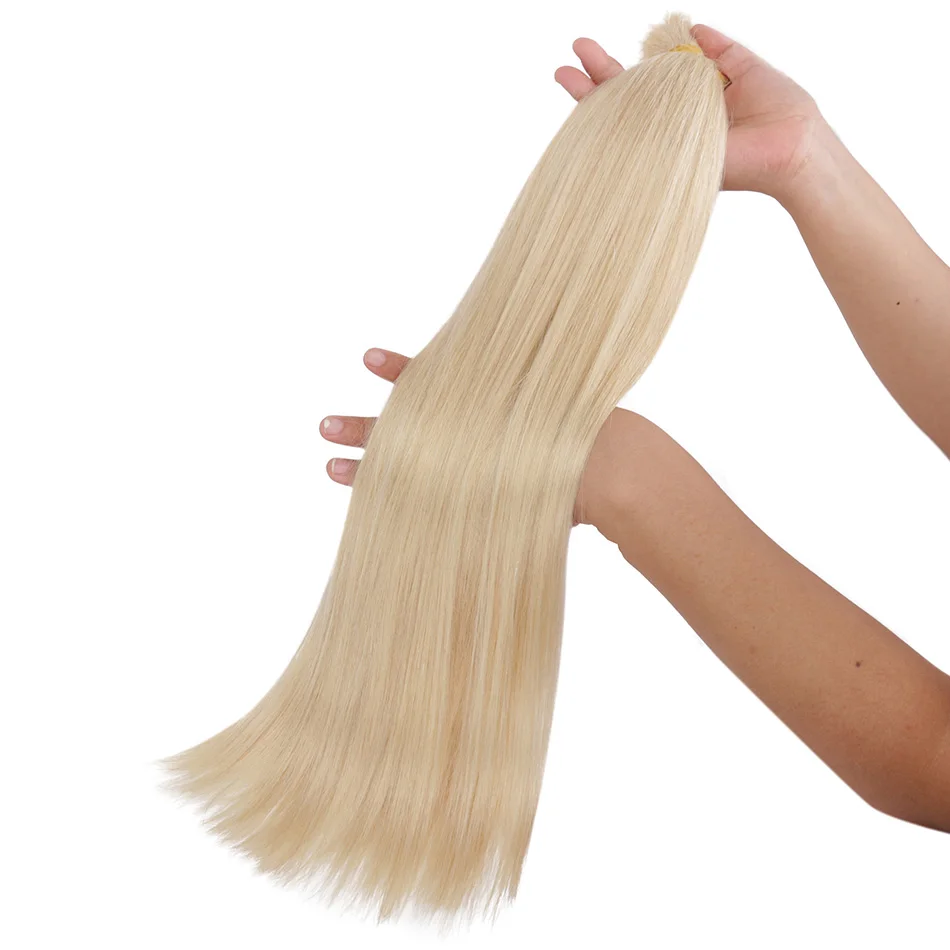100% Real Human Hair Bulk Hair Machine Made Remy Straight Bulk 12-28nch 100g Natural Blonde Extension No Weft