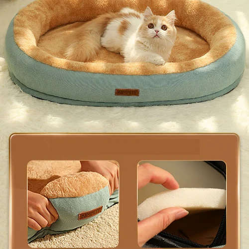 Kimpets 고양이 침대 개 애완 동물 침대 개집 미끄럼 방지 겨울 따뜻한 작은 개 개집 수면 제거 세척 부드러운 강아지 쿠션 고양이 용품 4