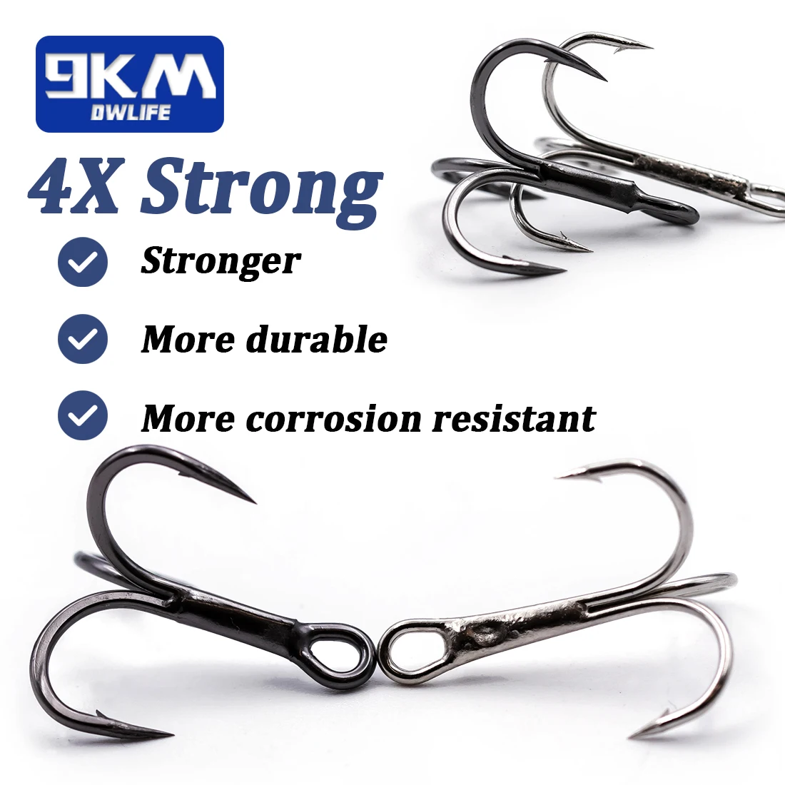 FishTrip 4X Strong Treble Hooks High Strength Replacement Hook for  Saltwater and Freshwater